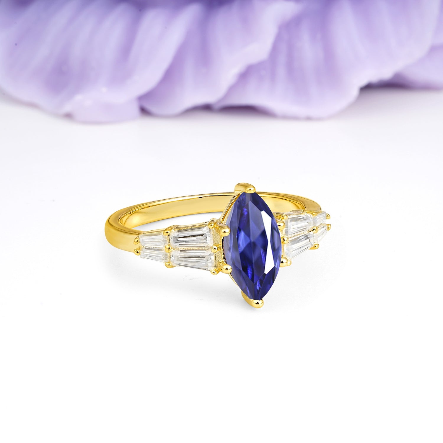 Classic 6-Prong Marquise Cut Tanzanite Engagement Ring - Additional view