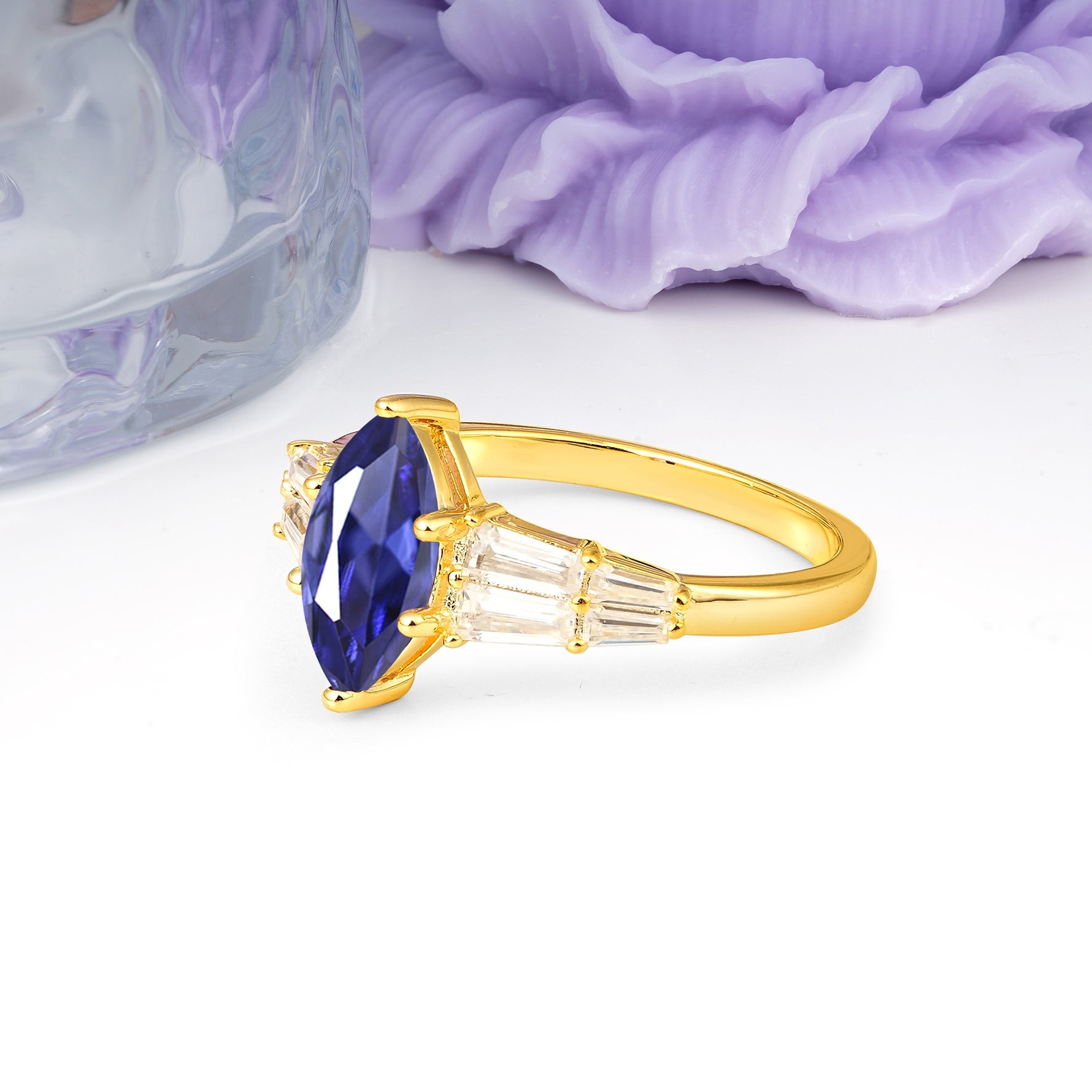 Classic 6-Prong Marquise Cut Tanzanite Engagement Ring - Additional view