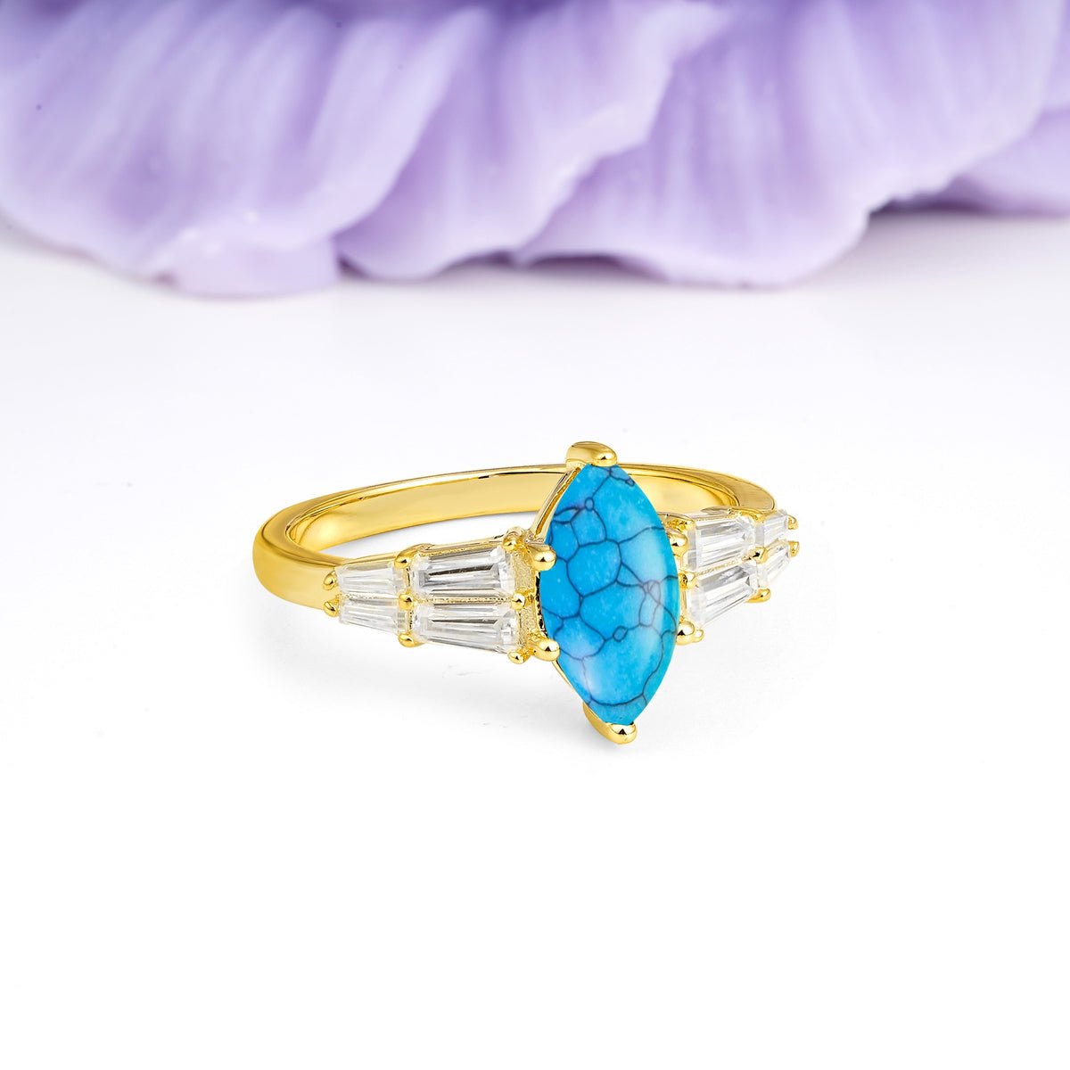 Classic 6-Prong Marquise Cut Turquoise Engagement Ring - Additional view