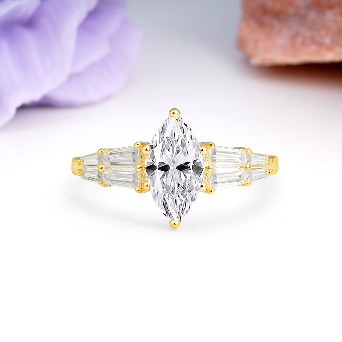 Classic 6-Prong Marquise Cut Lab Diamond Engagement Ring - Additional view