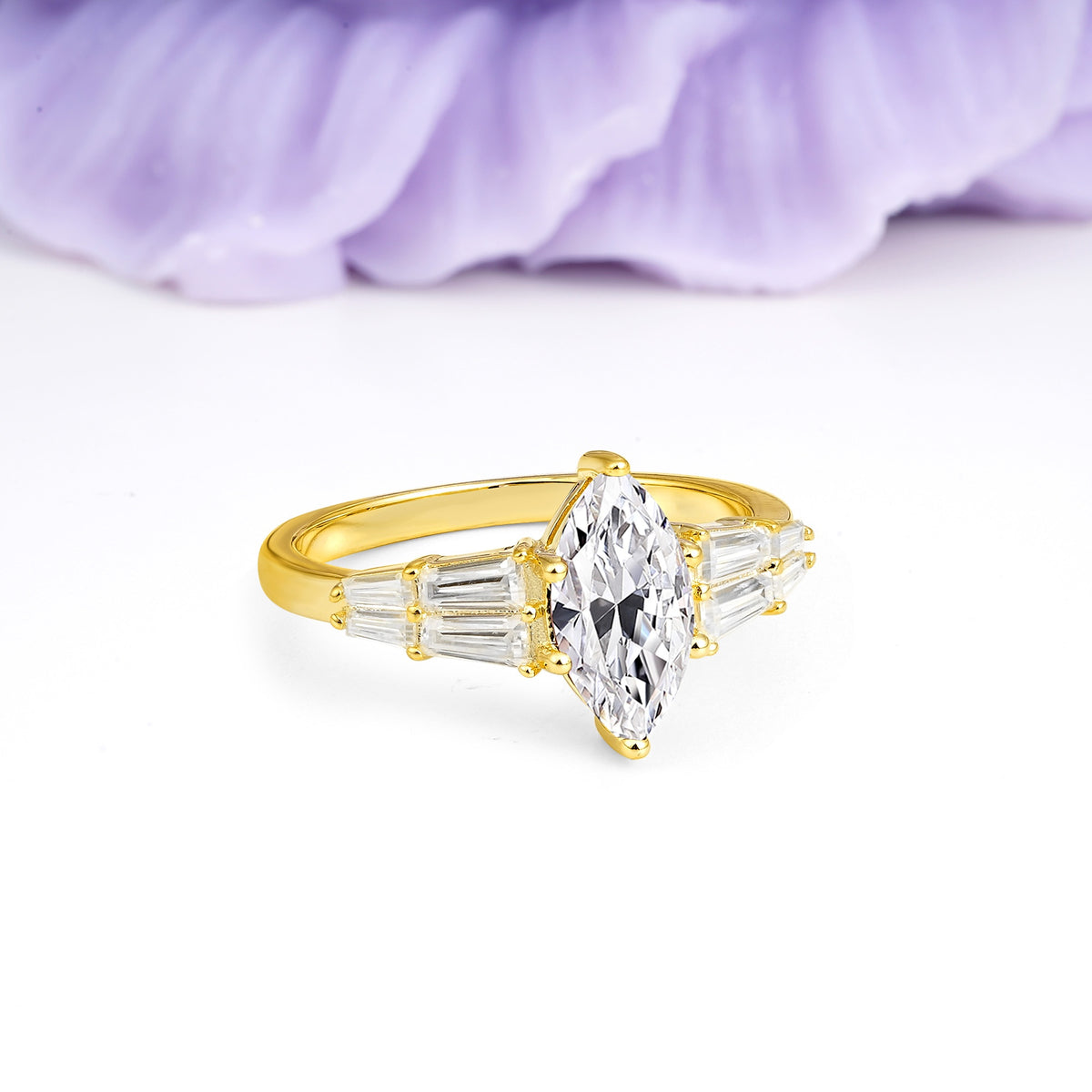 Classic 6-Prong Marquise Cut Lab Diamond Engagement Ring - Additional view