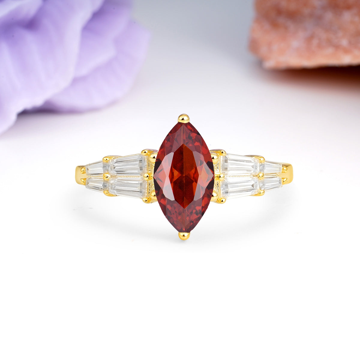Classic 6-Prong Marquise Cut Garnet Engagement Ring - Additional view