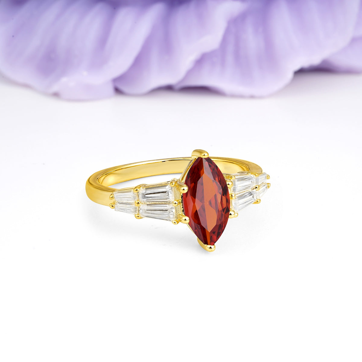 Classic 6-Prong Marquise Cut Garnet Engagement Ring - Additional view