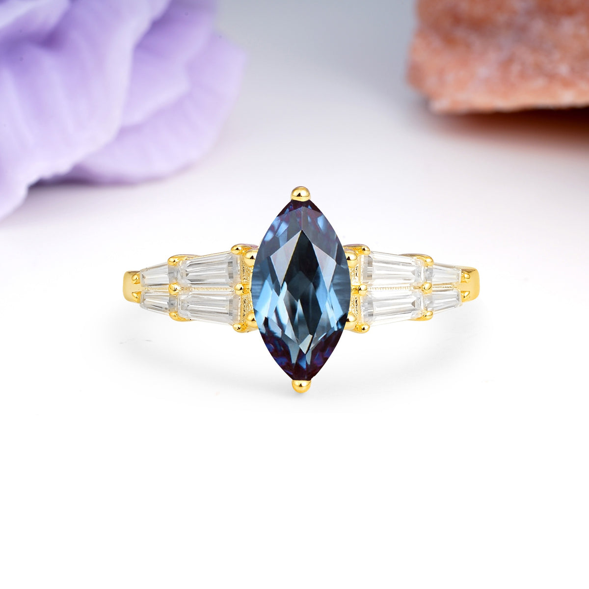 Classic 6-Prong Marquise Cut Alexandrite Engagement Ring - Additional view