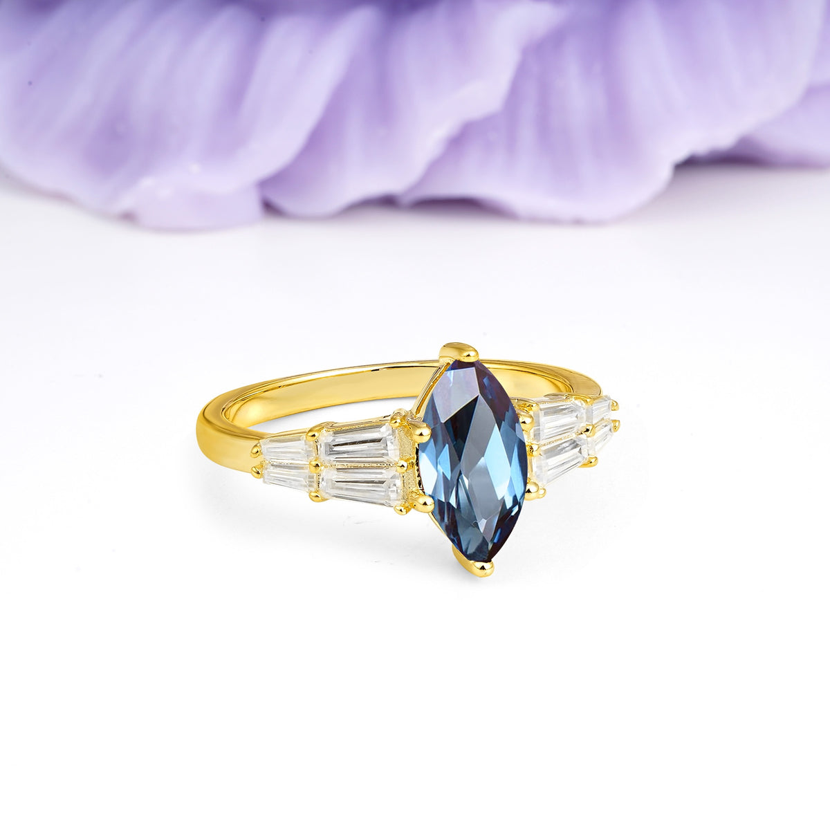 Classic 6-Prong Marquise Cut Alexandrite Engagement Ring - Additional view