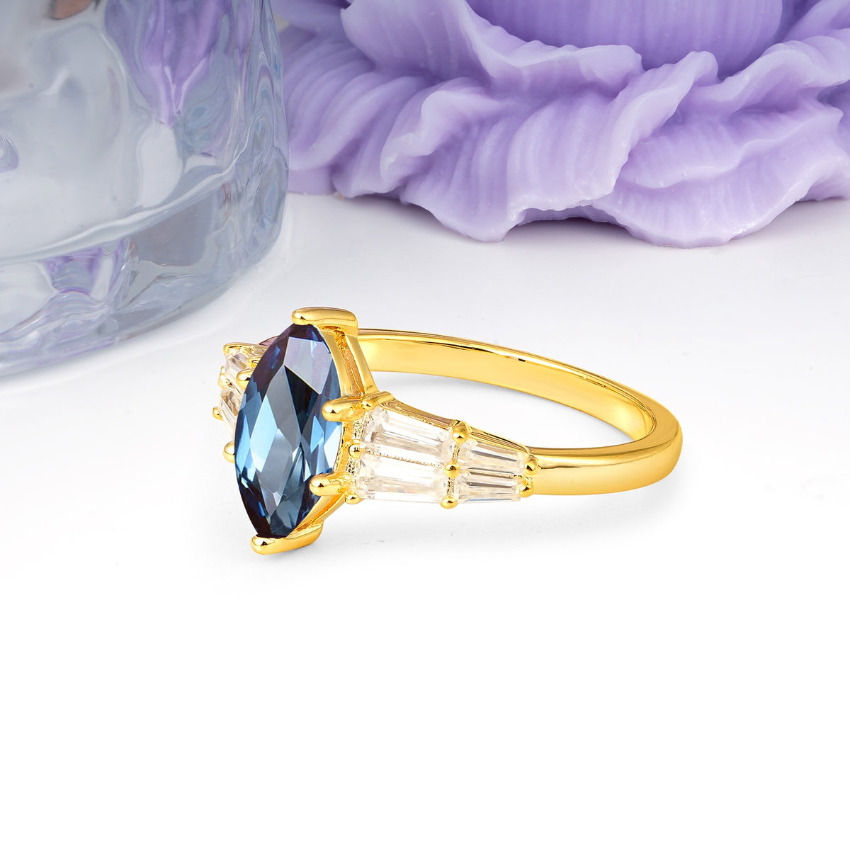 Classic 6-Prong Marquise Cut Alexandrite Engagement Ring - Additional view