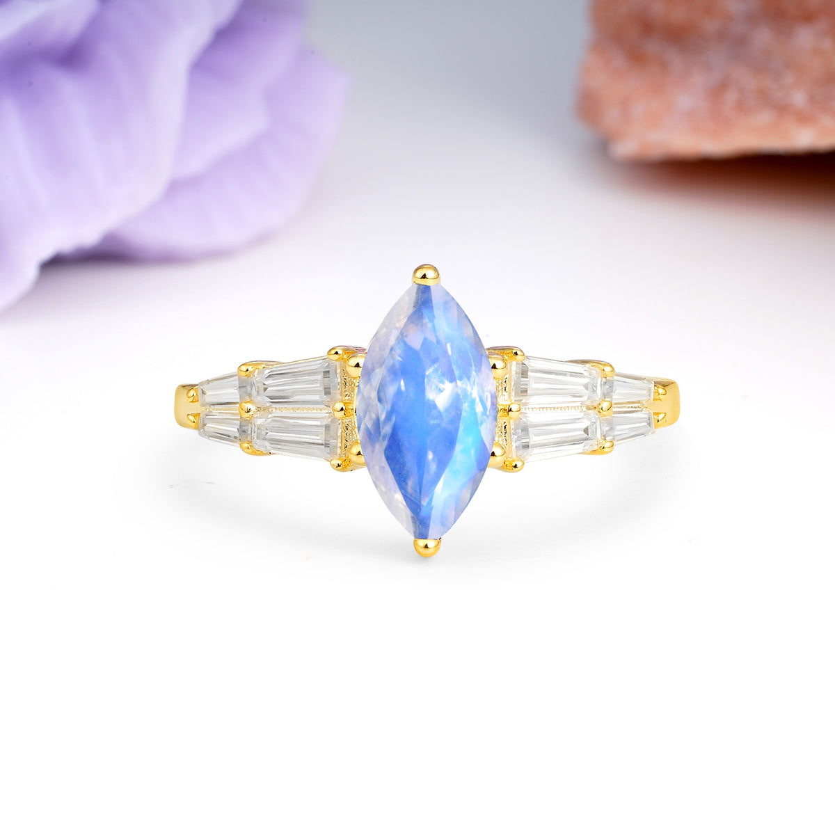 Classic 6-Prong Marquise Cut Moonstone Engagement Ring - Additional view