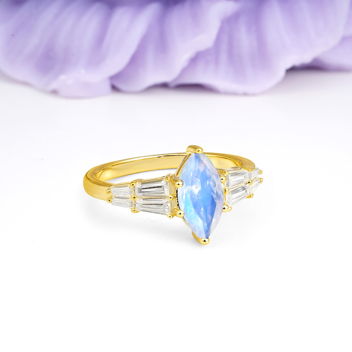 Classic 6-Prong Marquise Cut Moonstone Engagement Ring - Additional view
