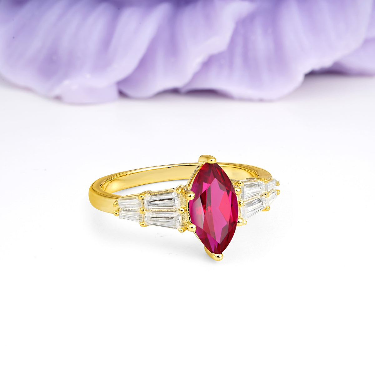 Classic 6-Prong Marquise Cut Ruby Engagement Ring - Additional view