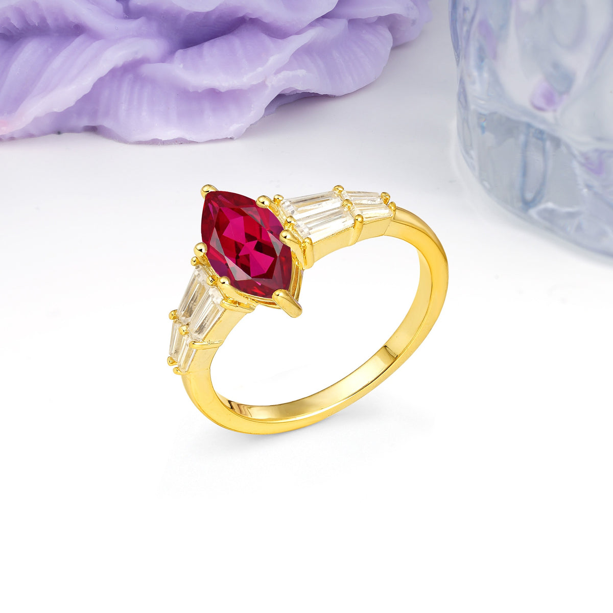 Classic 6-Prong Marquise Cut Ruby Engagement Ring - Additional view