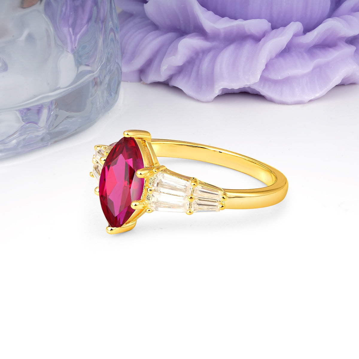 Classic 6-Prong Marquise Cut Ruby Engagement Ring - Additional view