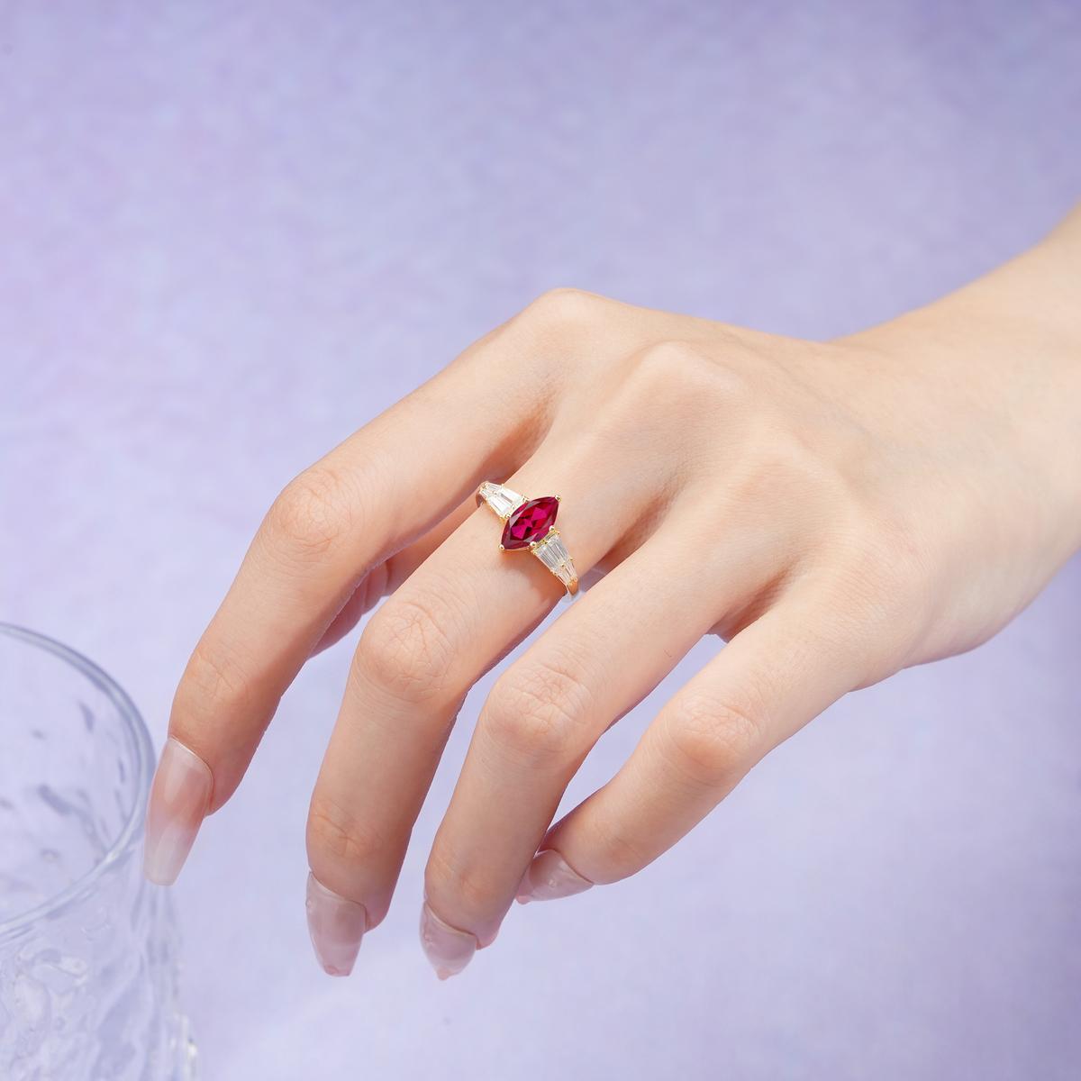 Classic 6-Prong Marquise Cut Ruby Engagement Ring