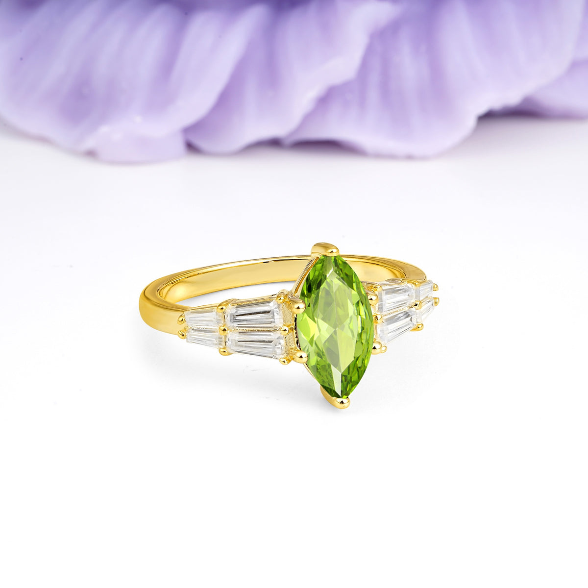Classic 6-Prong Marquise Cut Peridot Engagement Ring - Additional view