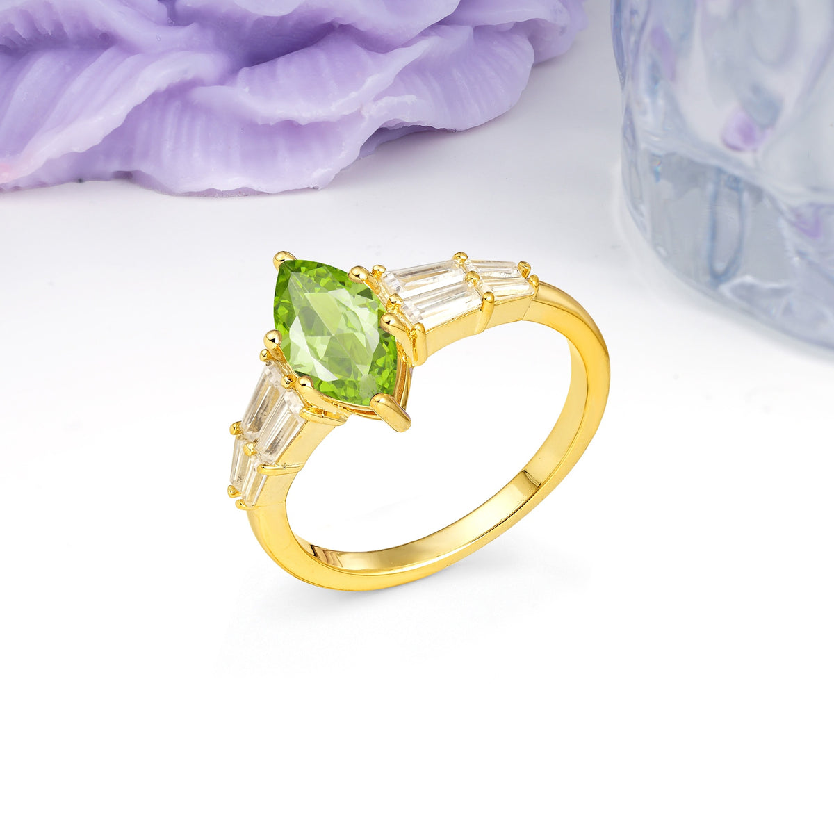 Classic 6-Prong Marquise Cut Peridot Engagement Ring - Additional view