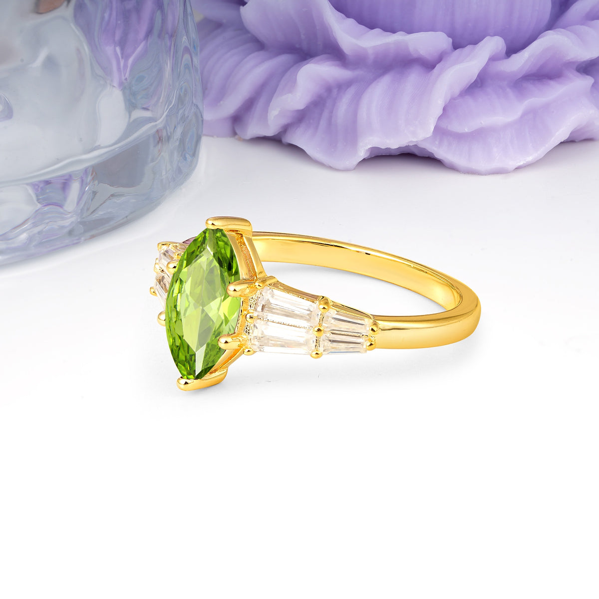 Classic 6-Prong Marquise Cut Peridot Engagement Ring - Additional view