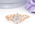 Luxurious Pavé-Set Diamonds, Unique 6-Prong Pear Cut Moissanite Engagement Ring - Additional view