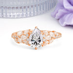 Luxurious Pavé-Set Diamonds, Unique 6-Prong Pear Cut Lab Diamond Engagement Ring - Additional view