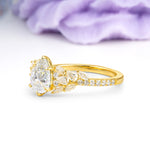 Luxurious Pavé-Set Diamonds, Unique 6-Prong Pear Cut Moissanite Engagement Ring - Additional view
