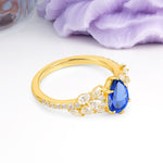 Luxurious Pavé-Set Diamonds, Unique 6-Prong Pear Cut Sapphire Engagement Ring - Additional view