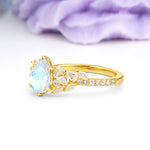 Luxurious Pavé-Set Diamonds, Unique 6-Prong Pear Cut Moonstone Engagement Ring - Additional view