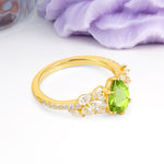 Luxurious Pavé-Set Diamonds, Unique 6-Prong Pear Cut Peridot Engagement Ring - Additional view