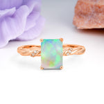 Classic Luxury Twisted 4-Prong Emerald Cut Fire Opal Engagement Ring - Additional view