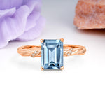 Classic Luxury Twisted 4-Prong Emerald Cut Aquamarine Engagement Ring - Additional view