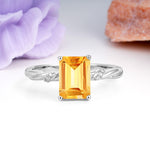 Classic Luxury Twisted 4-Prong Emerald Cut Citrine Engagement Ring - Additional view
