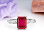 Classic Luxury Twisted 4-Prong Emerald Cut Ruby Engagement Ring - Additional view