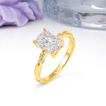 Classic Luxury Twisted 4-Prong Emerald Cut Moissanite Engagement Ring - Additional view