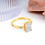 Classic Luxury Twisted 4-Prong Emerald Cut Moissanite Engagement Ring - Additional view