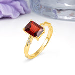 Classic Luxury Twisted 4-Prong Emerald Cut Garnet Engagement Ring - Additional view