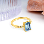 Classic Luxury Twisted 4-Prong Emerald Cut Aquamarine Engagement Ring - Additional view