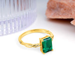 Classic Luxury Twisted 4-Prong Emerald Cut Emerald Engagement Ring - Additional view