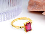 Classic Luxury Twisted 4-Prong Emerald Cut Ruby Engagement Ring - Additional view