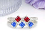 Unique, Minimalist, and Luxurious 4 Prong Princess Cut Sapphire Bridal ring set - Additional view