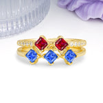 Unique, Minimalist, and Luxurious 4 Prong Princess Cut Sapphire Bridal ring set - Additional view