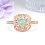 Luxurious and Unique 4 Prong Round Cut Fire Opal Engagement Ring - Additional view