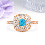 Luxurious and Unique 4 Prong Round Cut Turquoise Engagement Ring - Additional view
