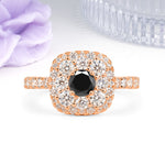 Luxurious and Unique 4 Prong Round Cut Black Onyx Engagement Ring - Additional view