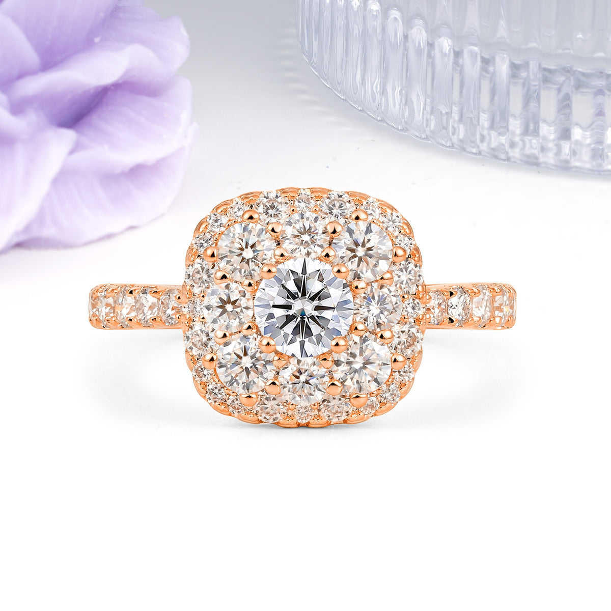 Luxurious and Unique 4 Prong Round Cut Lab Diamond Engagement Ring - Additional view
