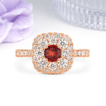 Luxurious and Unique 4 Prong Round Cut Garnet Engagement Ring - Additional view