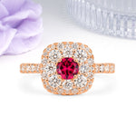 Luxurious and Unique 4 Prong Round Cut Ruby Engagement Ring - Additional view