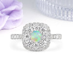 Luxurious and Unique 4 Prong Round Cut Fire Opal Engagement Ring - Additional view