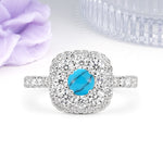 Luxurious and Unique 4 Prong Round Cut Turquoise Engagement Ring - Additional view