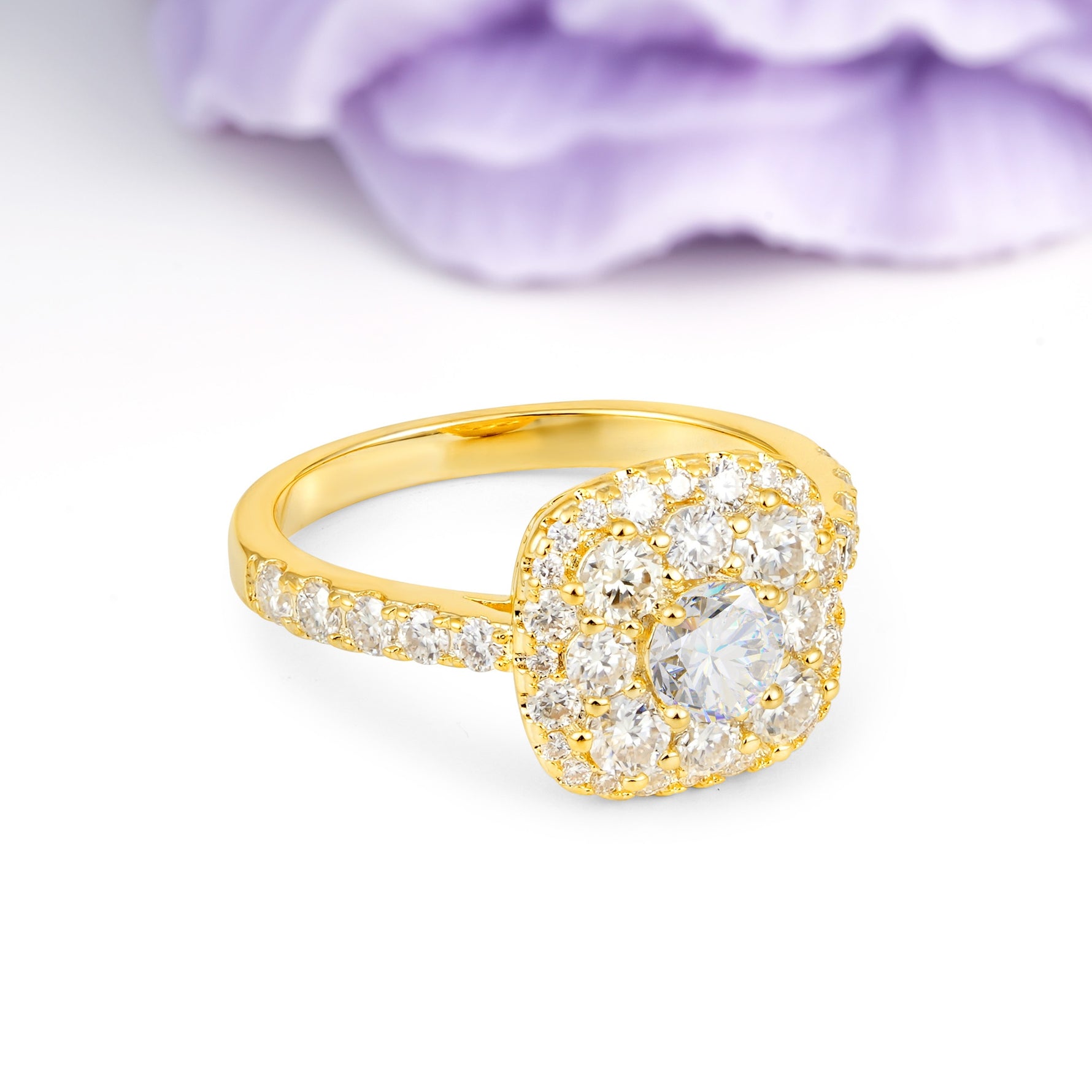 Luxurious and Unique 4 Prong Round Cut Moissanite Engagement Ring - Additional view