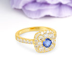 Luxurious and Unique 4 Prong Round Cut Sapphire Engagement Ring - Additional view