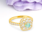 Luxurious and Unique 4 Prong Round Cut Fire Opal Engagement Ring - Additional view