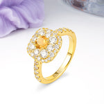 Luxurious and Unique 4 Prong Round Cut Citrine Engagement Ring - Additional view