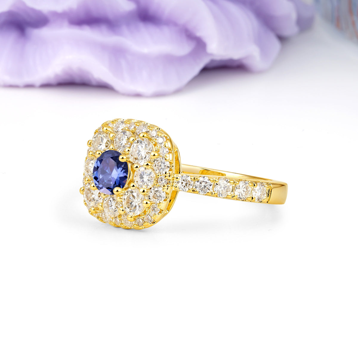 Luxurious and Unique 4 Prong Round Cut Tanzanite Engagement Ring - Additional view